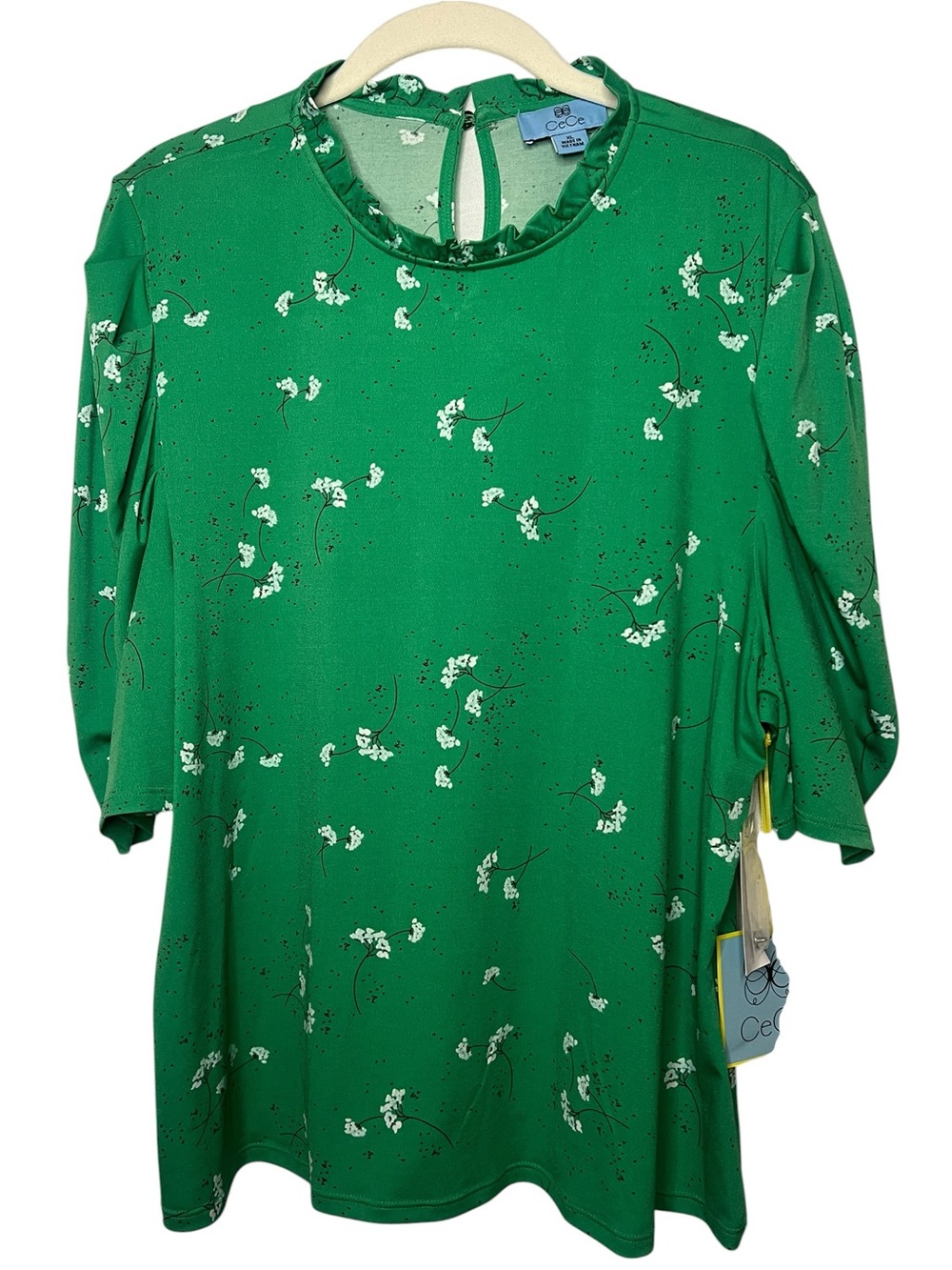 CeCe Kelly Green Beautiful Flowy Floral Blouse Size XL NEW!